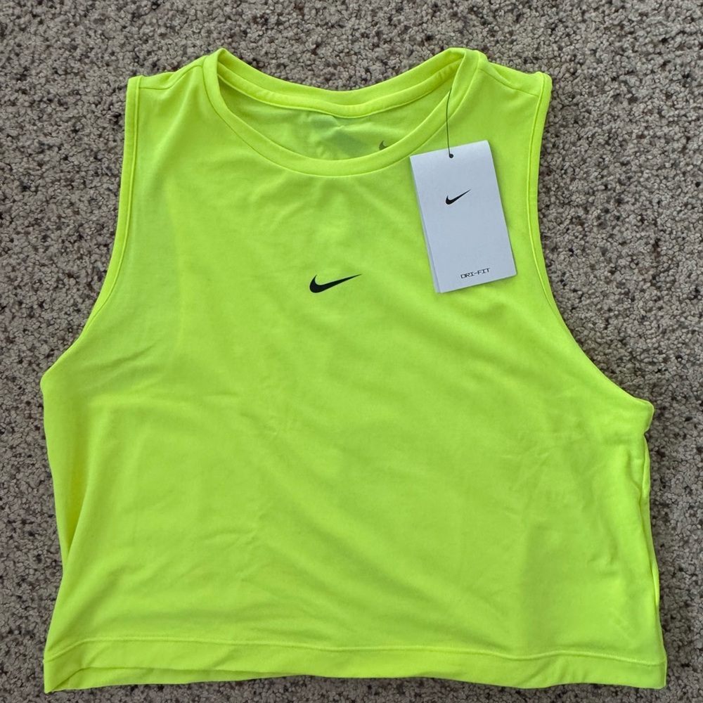 Nike Pro Youth XL Yellow Dri-fit Training Crop Tank Top